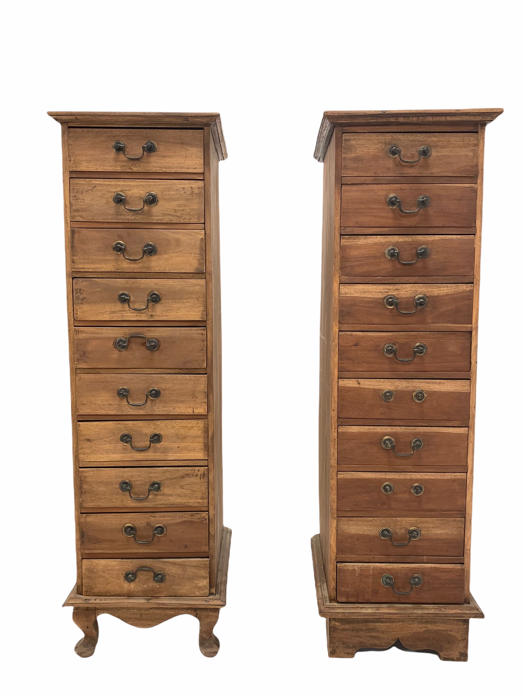 Two 20th century hardwood tall chests fitted with ten drawers - Image 2 of 3