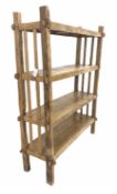 Rustic Indian teak kitchen four height pantry shelf