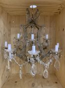 Venetian style glass and brass chandelier