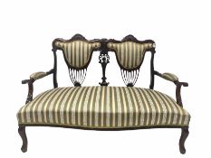 Late Victorian mahogany two seat salon settee