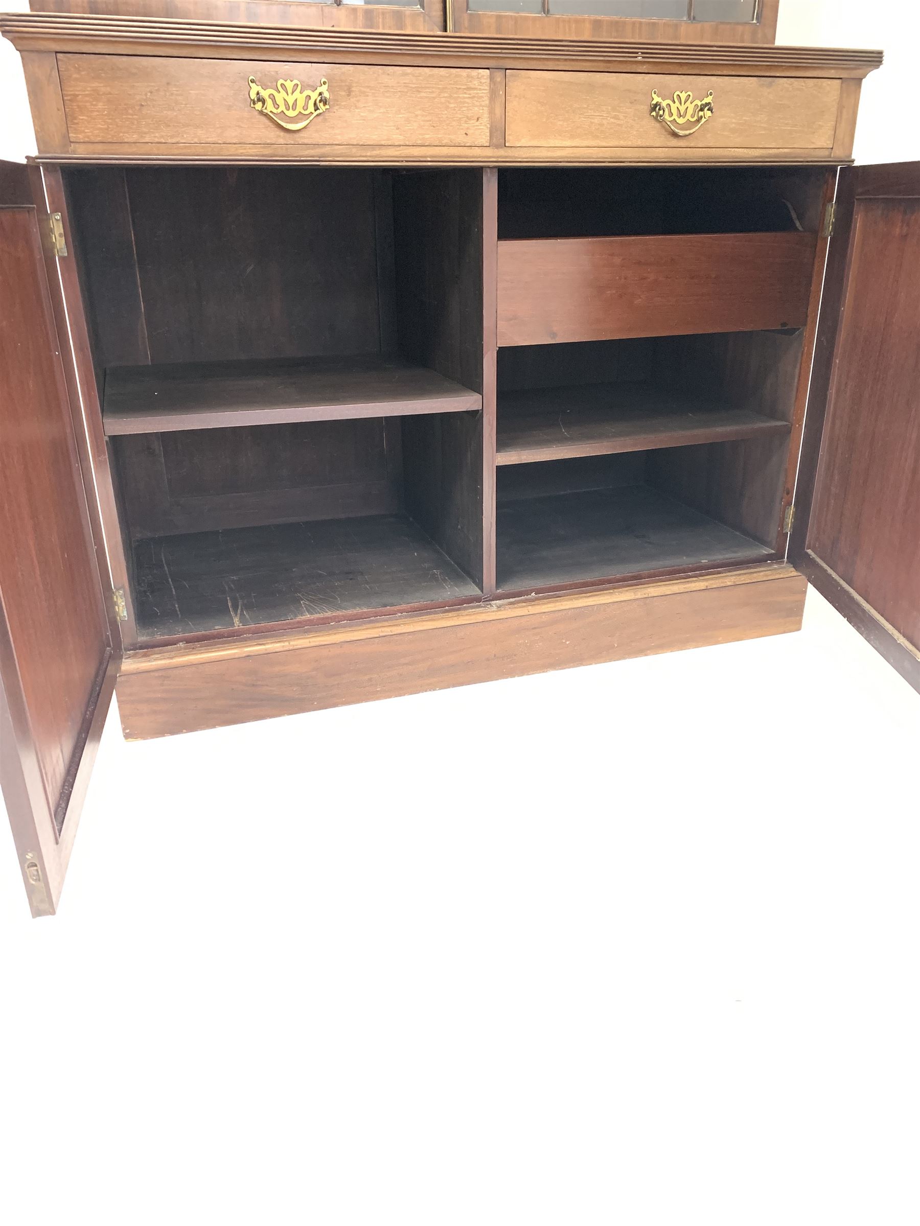 Georgian style mahogany bookcase on cupboard - Image 2 of 3