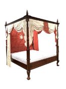 20th Century classical mahogany 5' King size four poster bed
