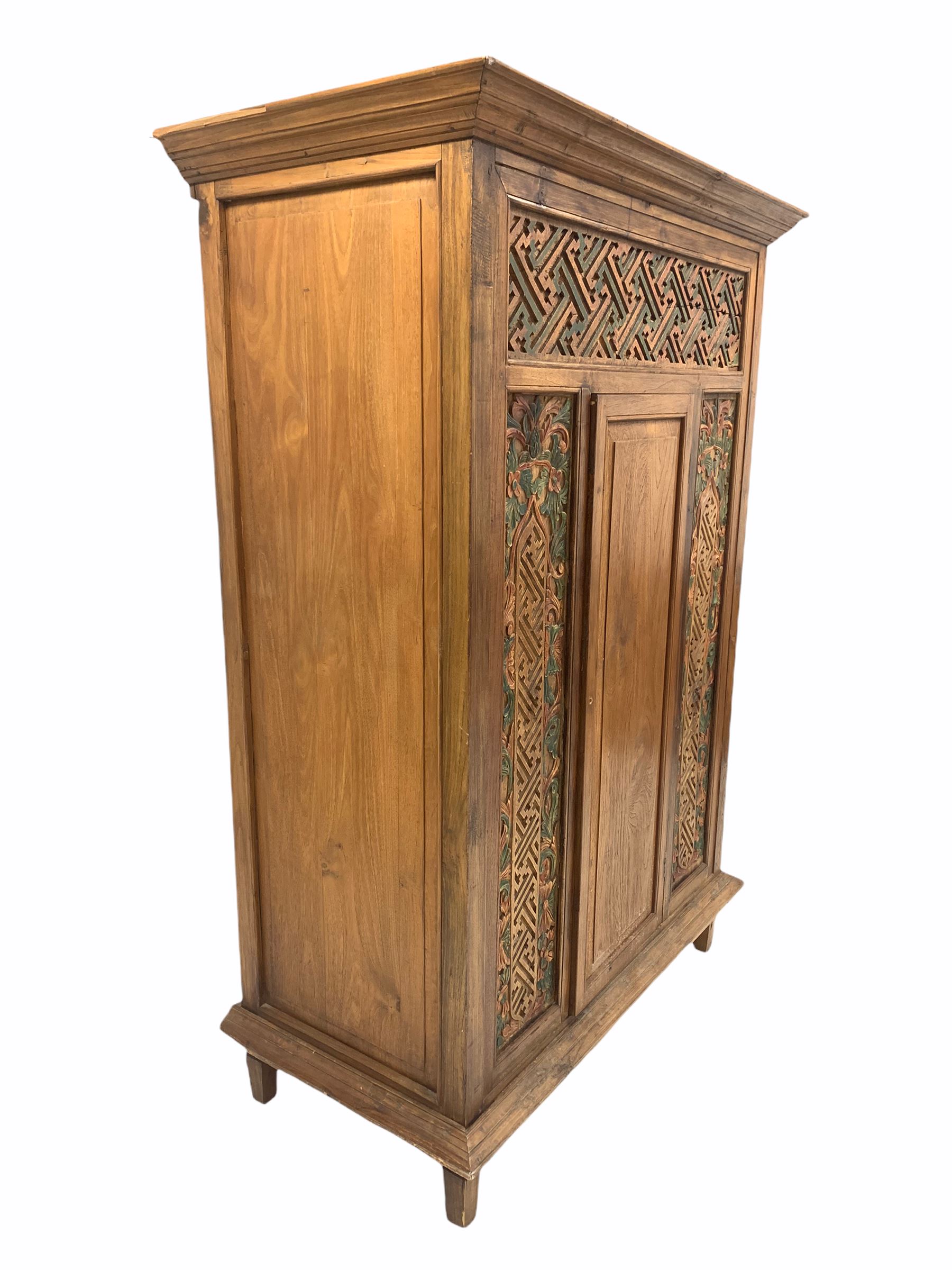 Indian painted hardwood hutch cupboard - Image 2 of 4