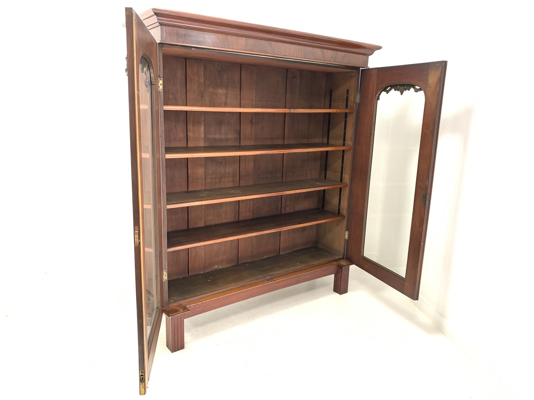 Late Victorian mahogany display cabinet bookcase - Image 2 of 2