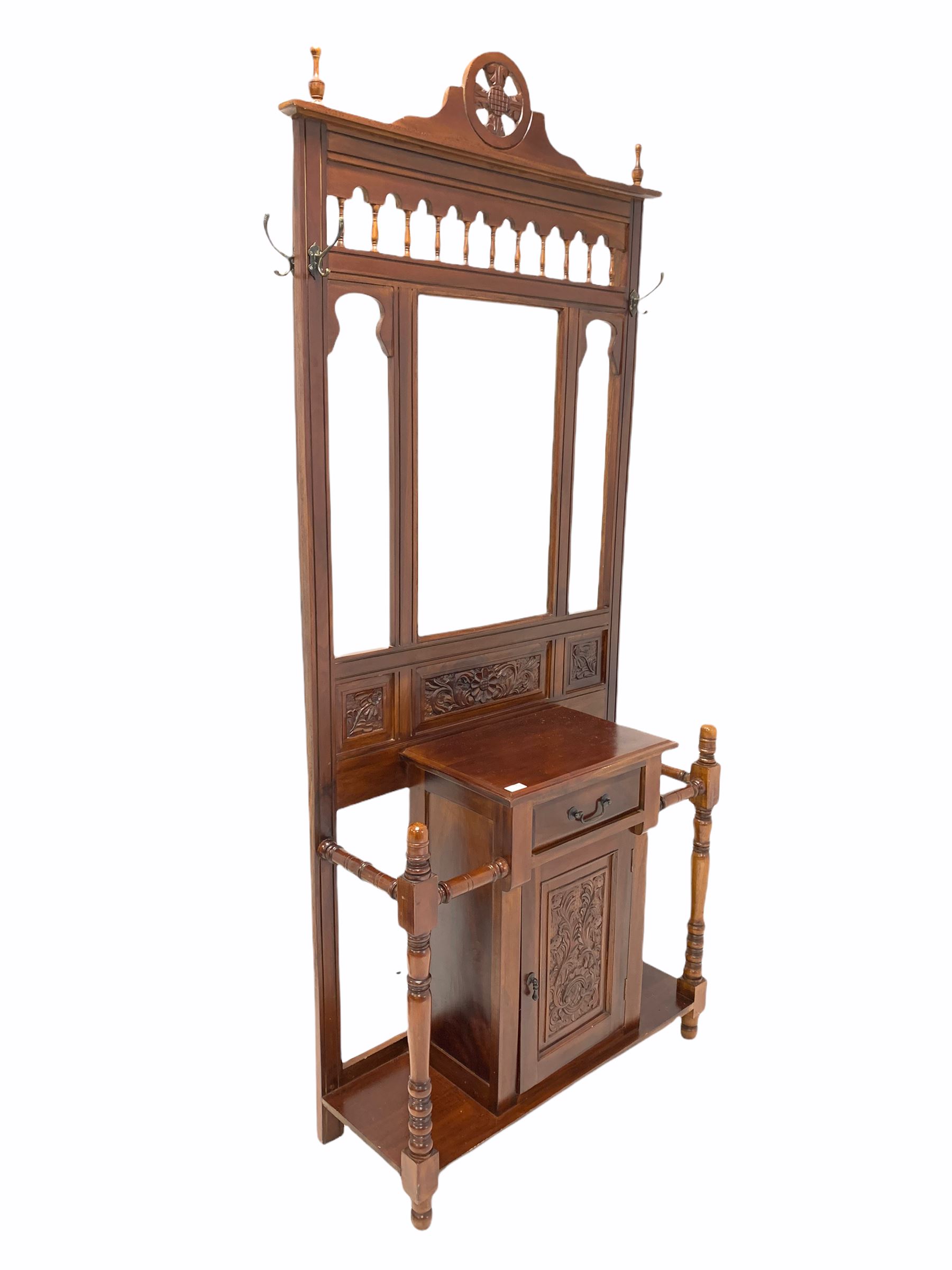 Edwardian style walnut hall stand