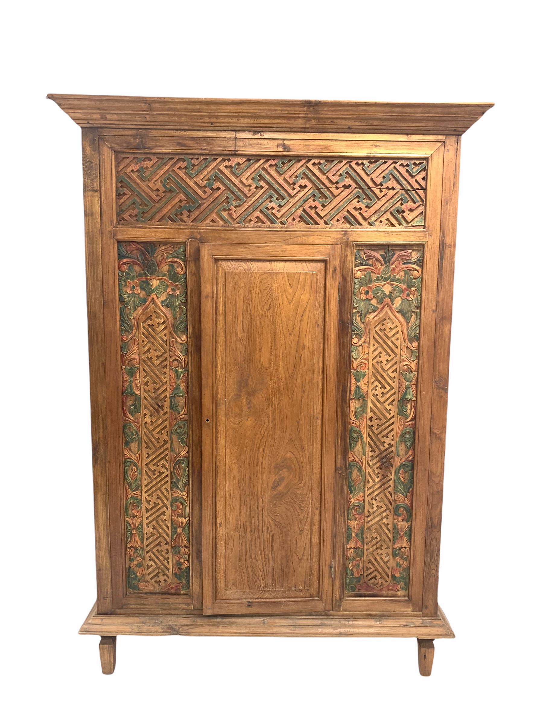 Indian painted hardwood hutch cupboard