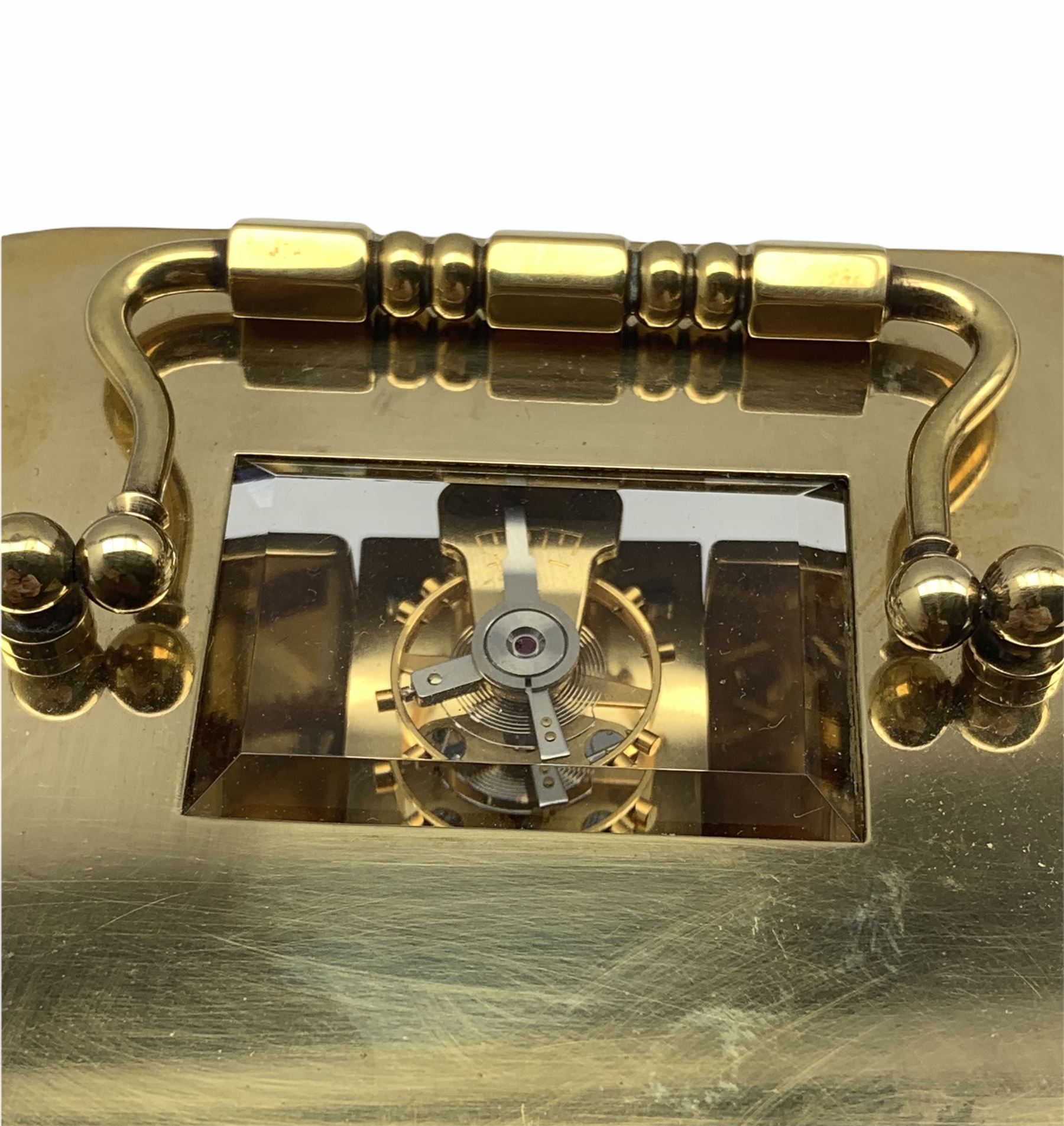 20th Century Mathew Norman eight-day Corniche cased timepiece carriage clock with a lever platform e - Image 4 of 4