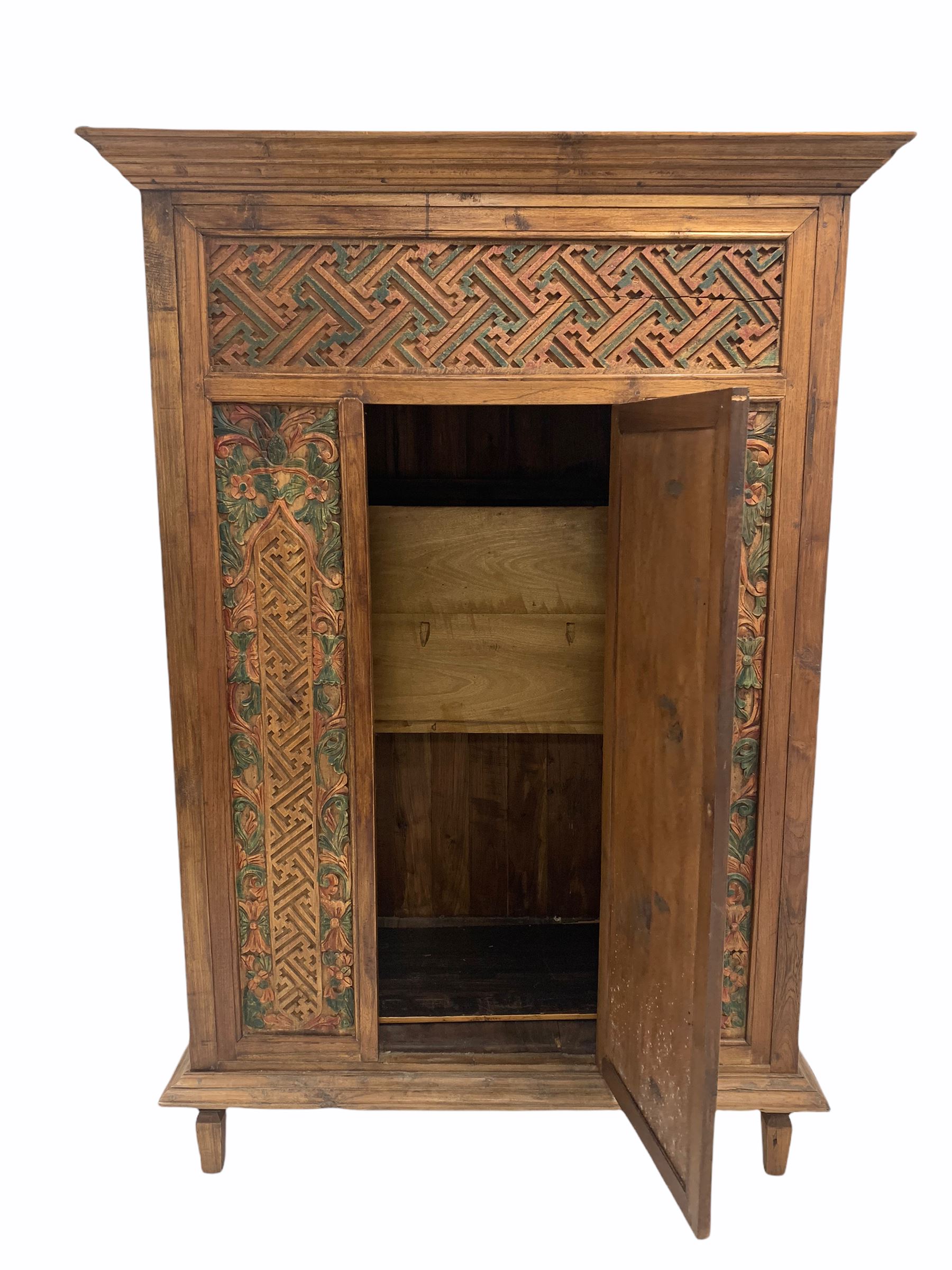 Indian painted hardwood hutch cupboard - Image 4 of 4