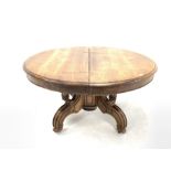 Victorian walnut circular extending dining table