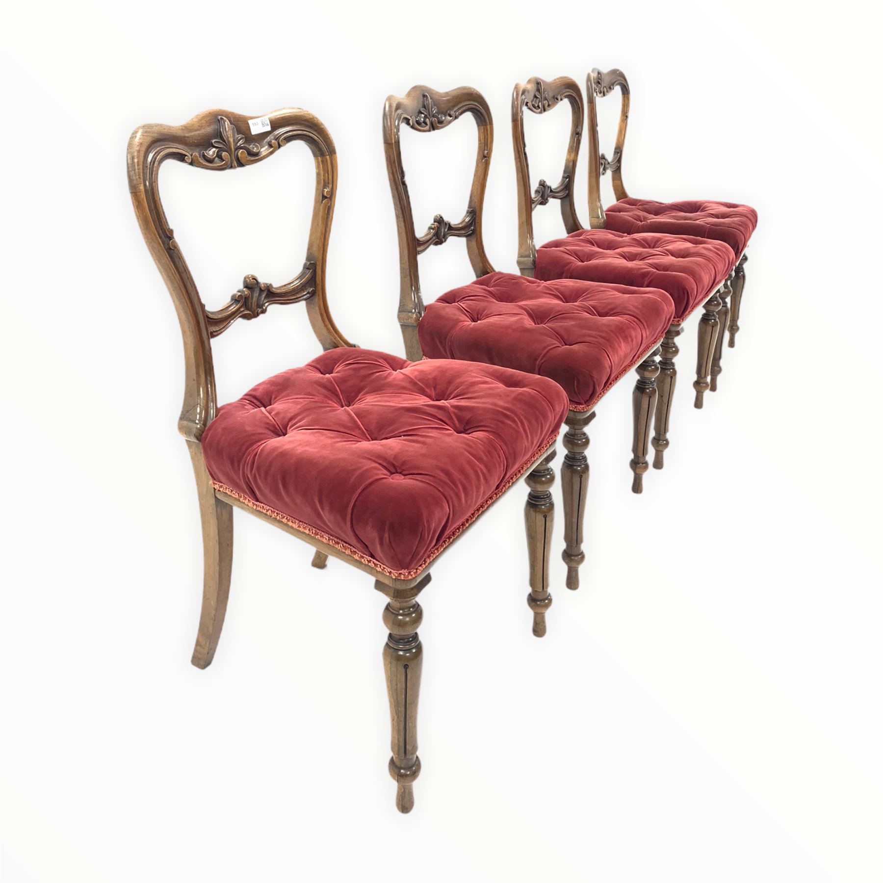 Set four early Victorian rosewood dining chairs - Image 2 of 2