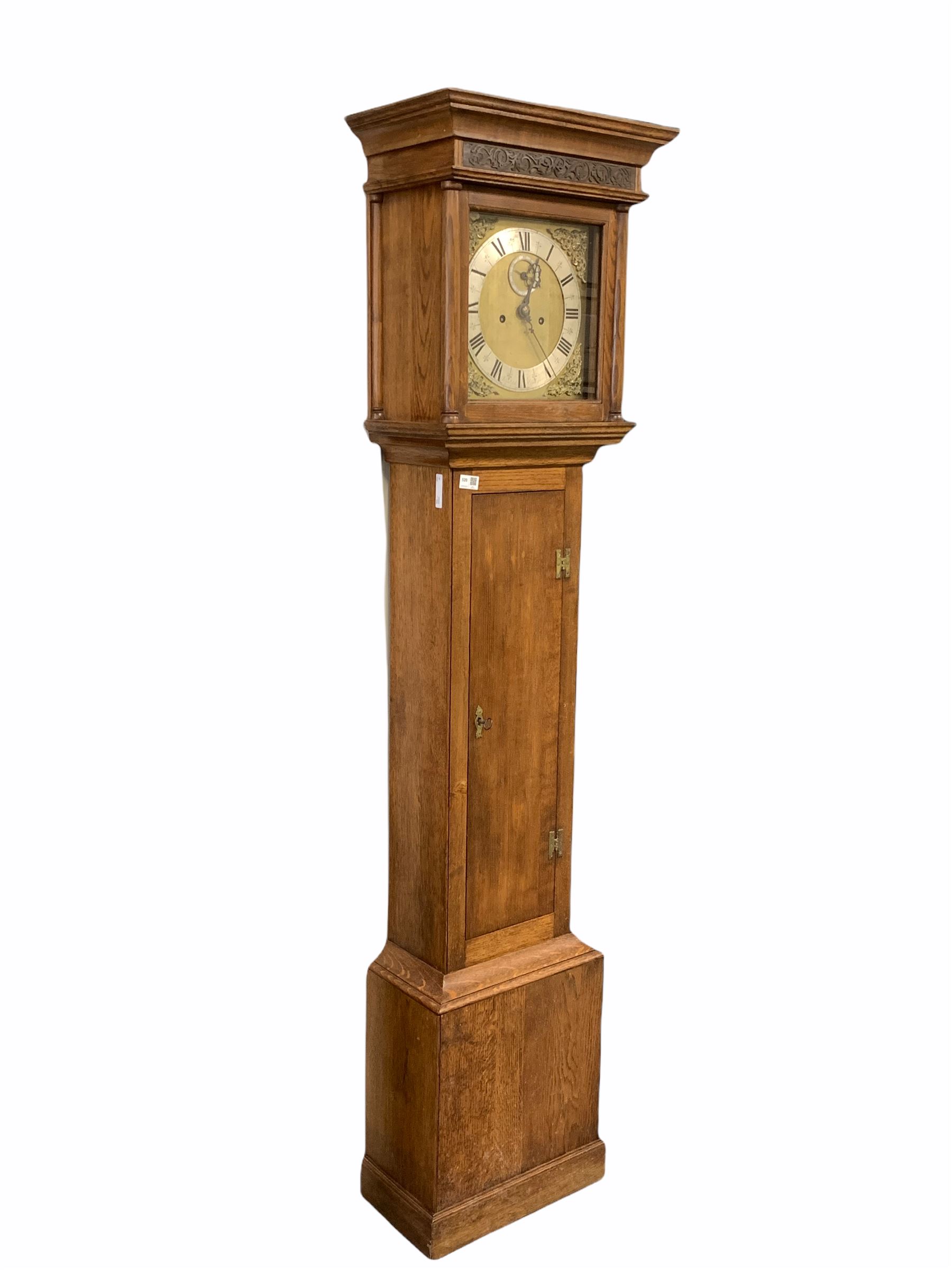 An oak longcase with a step topped hood - Image 2 of 4