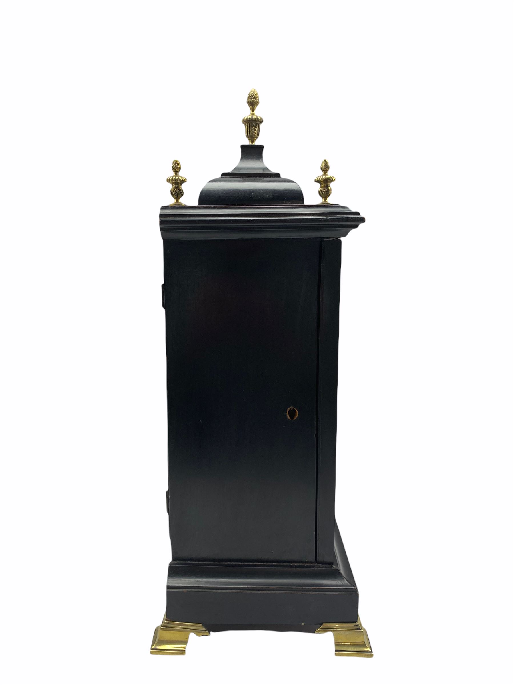 Early 20th century eight-day ebonised German bracket clock with a two train striking movement - Image 2 of 5