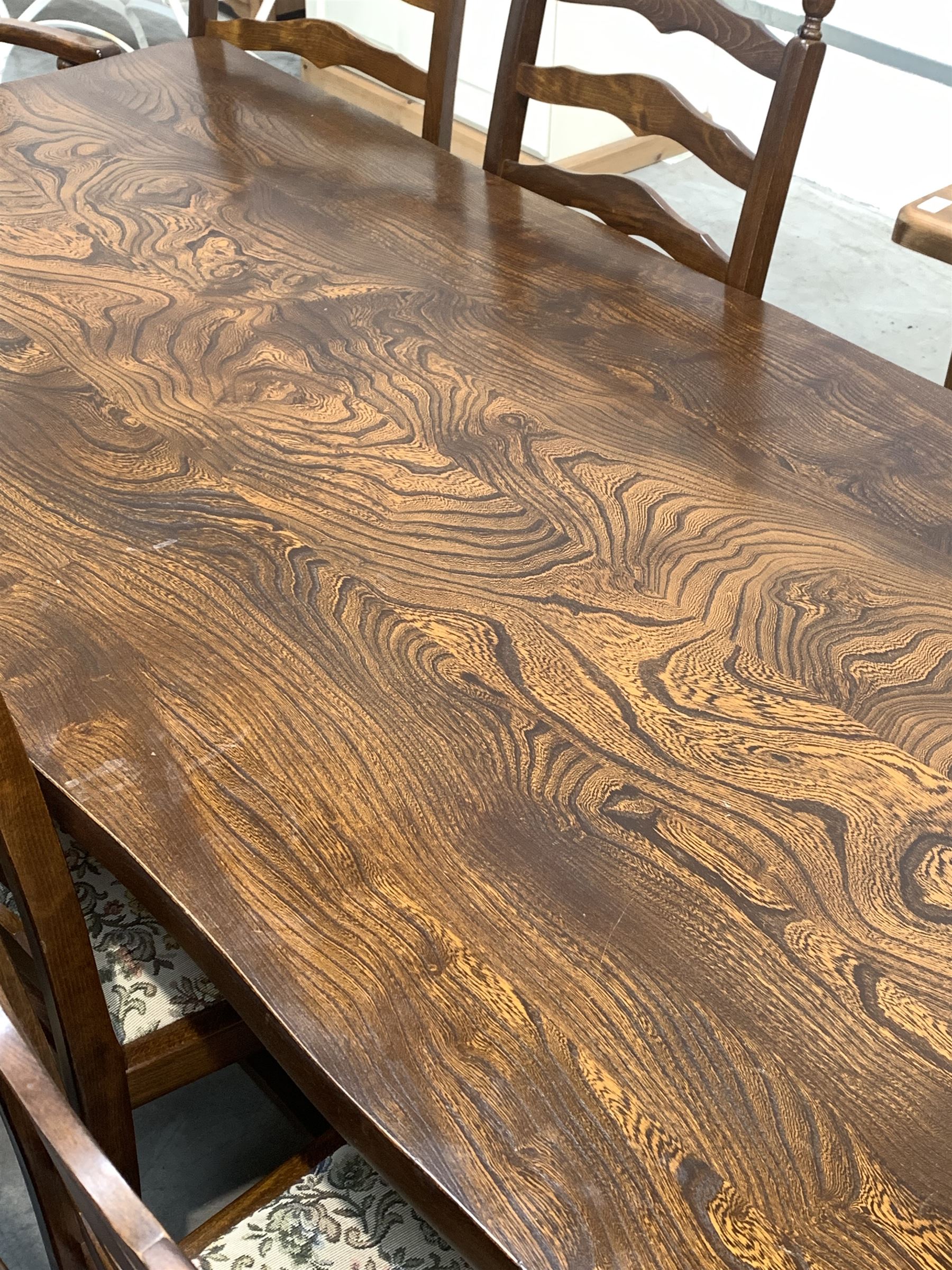 Large solid elm refectory style dining table - Image 3 of 3