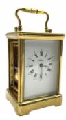 A 20th century eight-day Corniche cased striking carriage clock striking the hours and half hours on