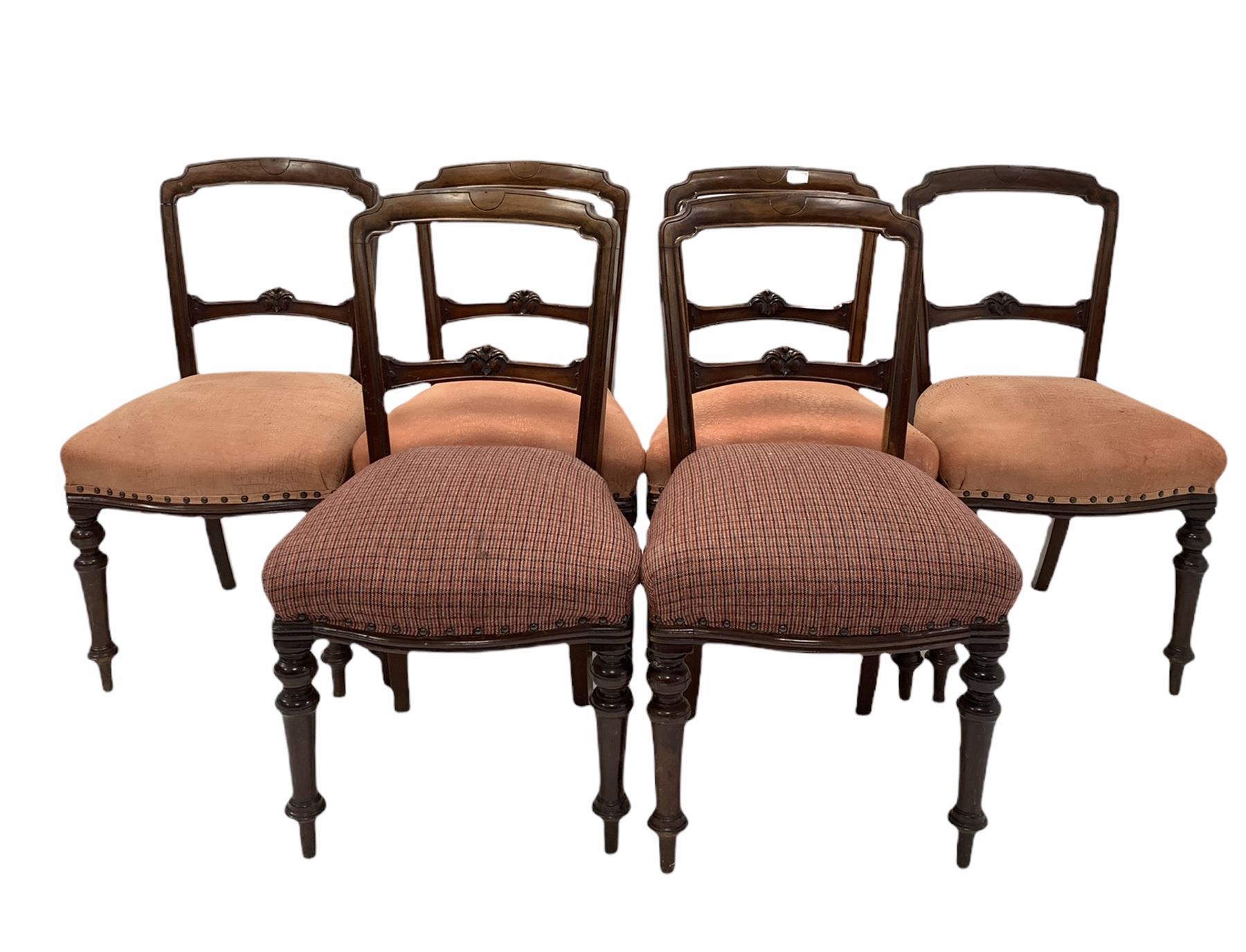 Set six Victorian walnut dining chairs