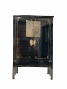Chinese black lacquer marriage cabinet