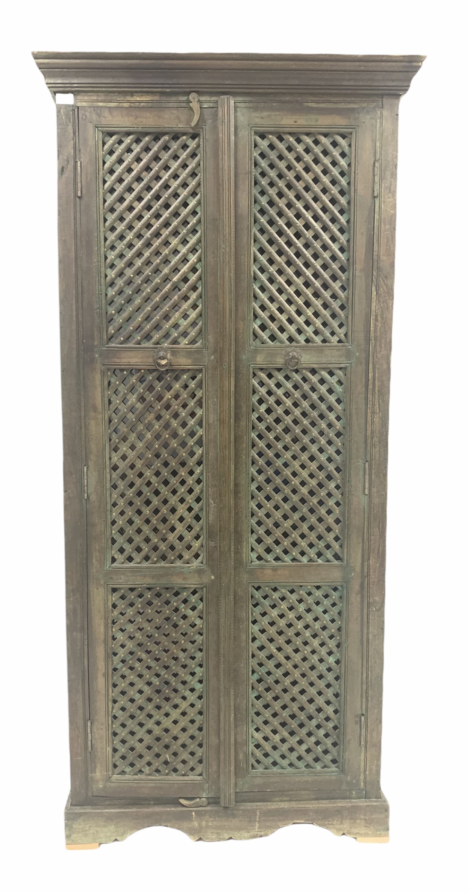 Indian painted hardwood cupboard - Image 4 of 4