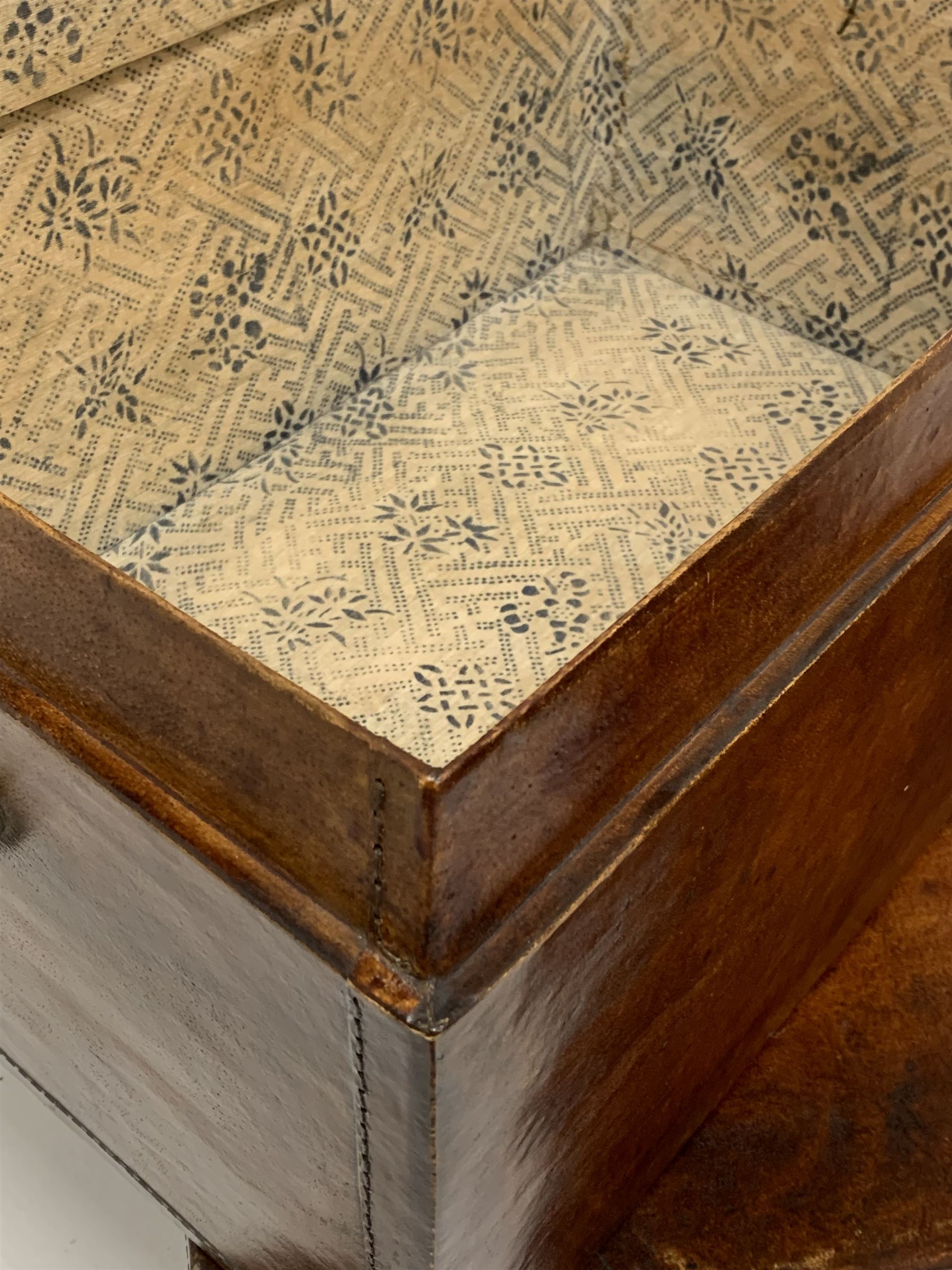 Pair of Chinese design leather covered storage trunks - Image 3 of 4