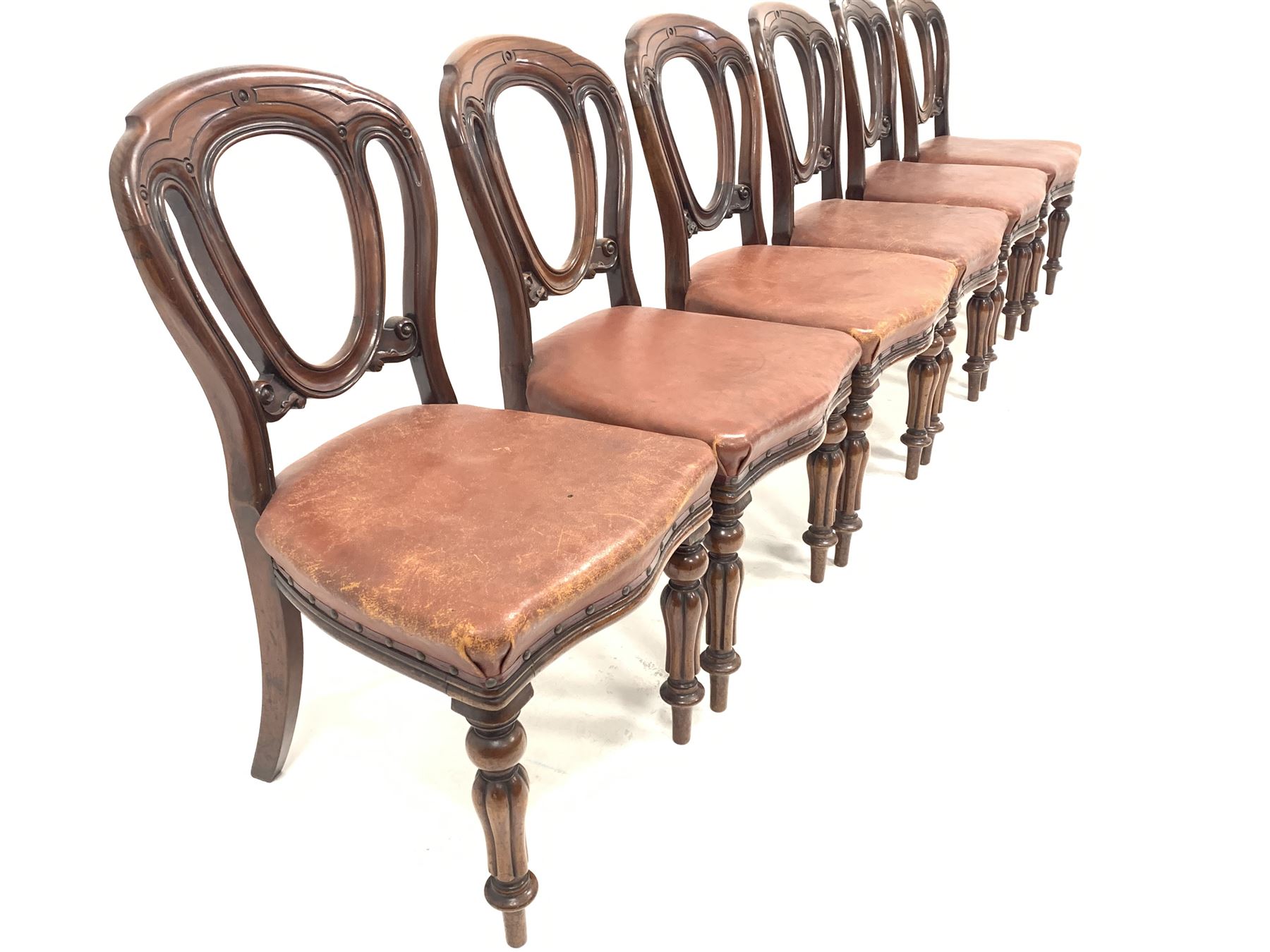 Set of six late 19th century mahogany dining chairs - Image 2 of 4