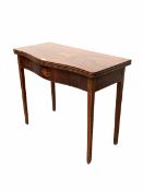 George III mahogany inlaid Trafalgar fold over tea table