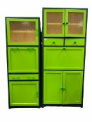 Vintage green painted kitchen cabinet