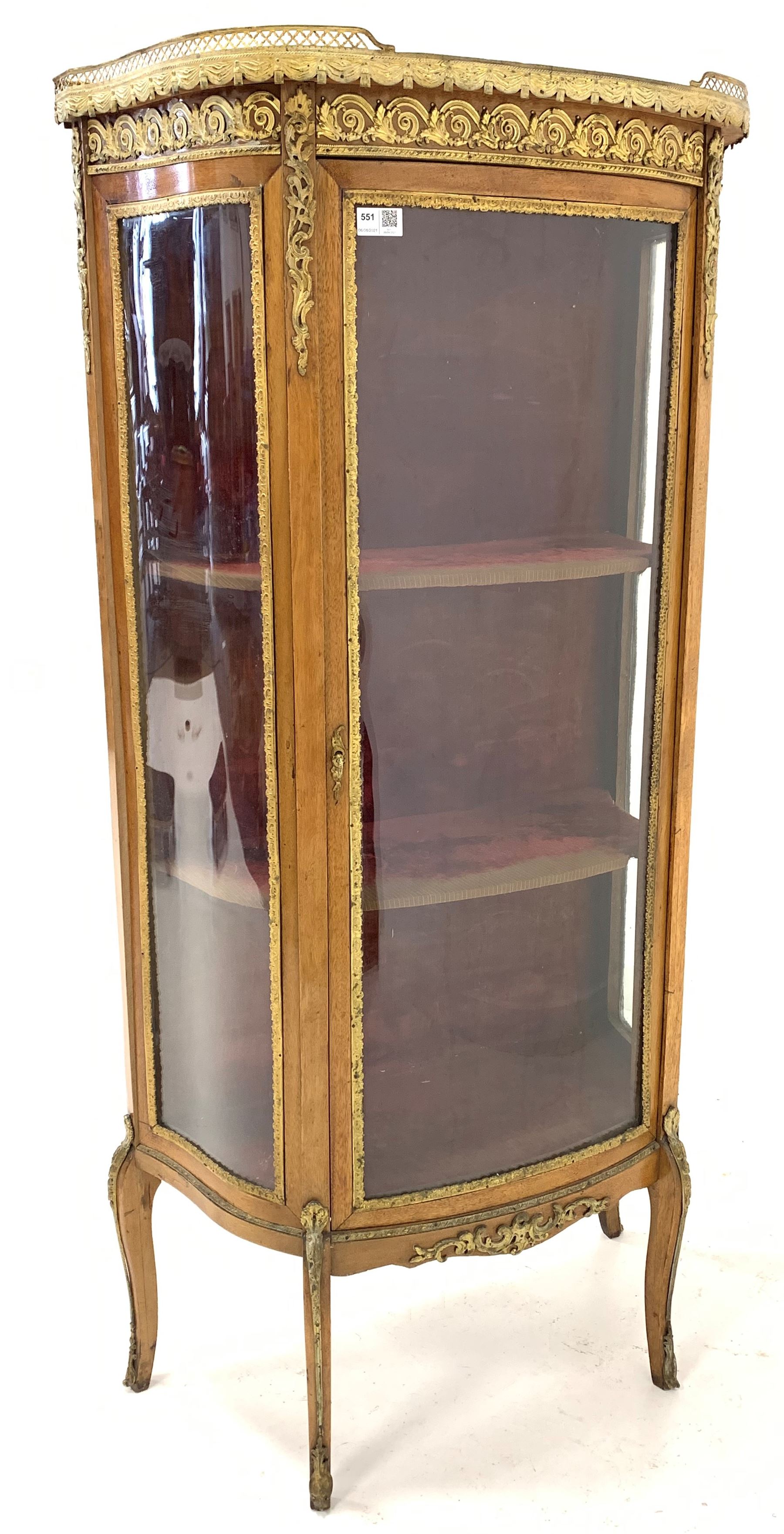 20th century French bow front vitrine