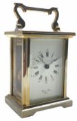 Mid-20th century Anglaise cased eight-day carriage clock with a silver plated finish
