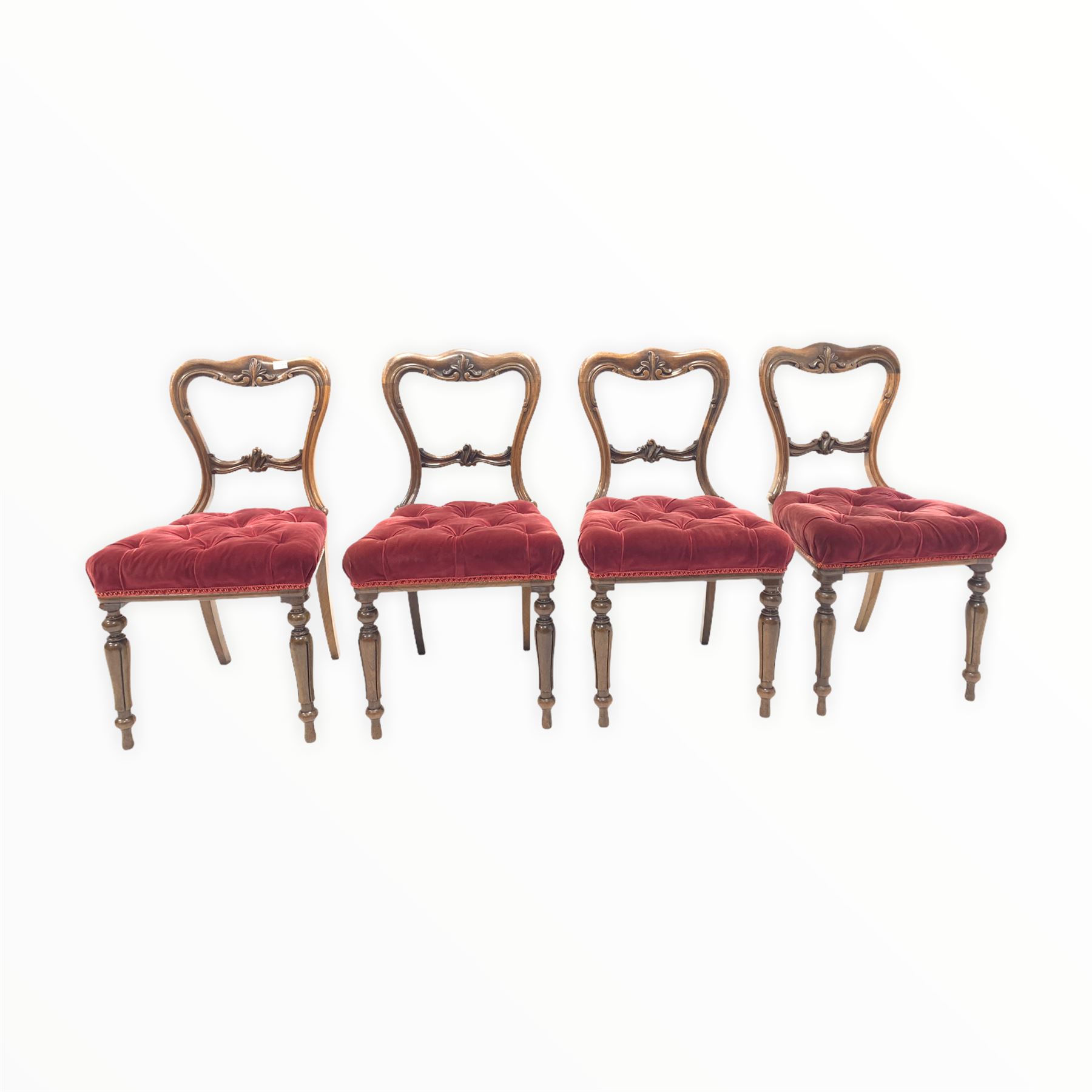 Set four early Victorian rosewood dining chairs