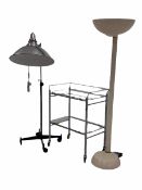 Tubular two tier hospital trolley with removable glass shelves