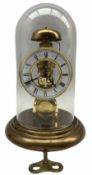 Late 20th century eight-day German skeleton clock with passing strike on bell