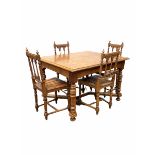 Early 20th century oak duo drawer leaf dining table