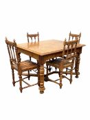 Early 20th century oak duo drawer leaf dining table