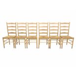 Set of six 20th century stripped beech dining chairs