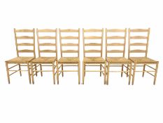Set of six 20th century stripped beech dining chairs