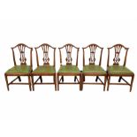 Set five George III country elm dining chairs