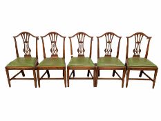 Set five George III country elm dining chairs