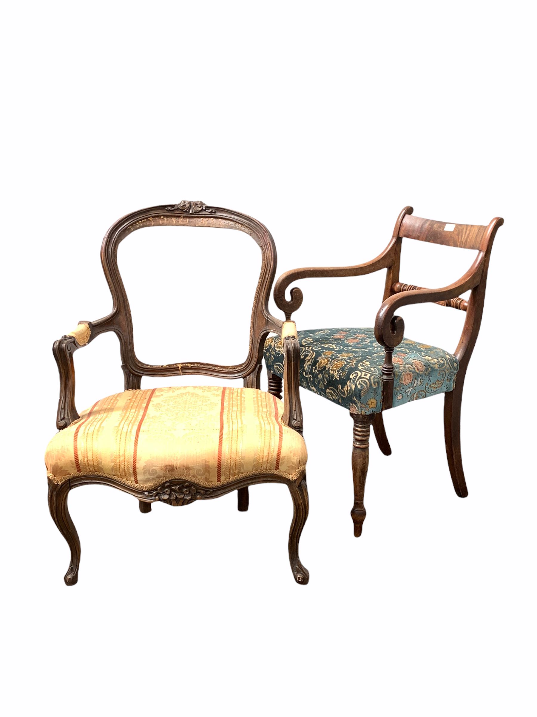 Regency mahogany elbow chair - Image 2 of 2