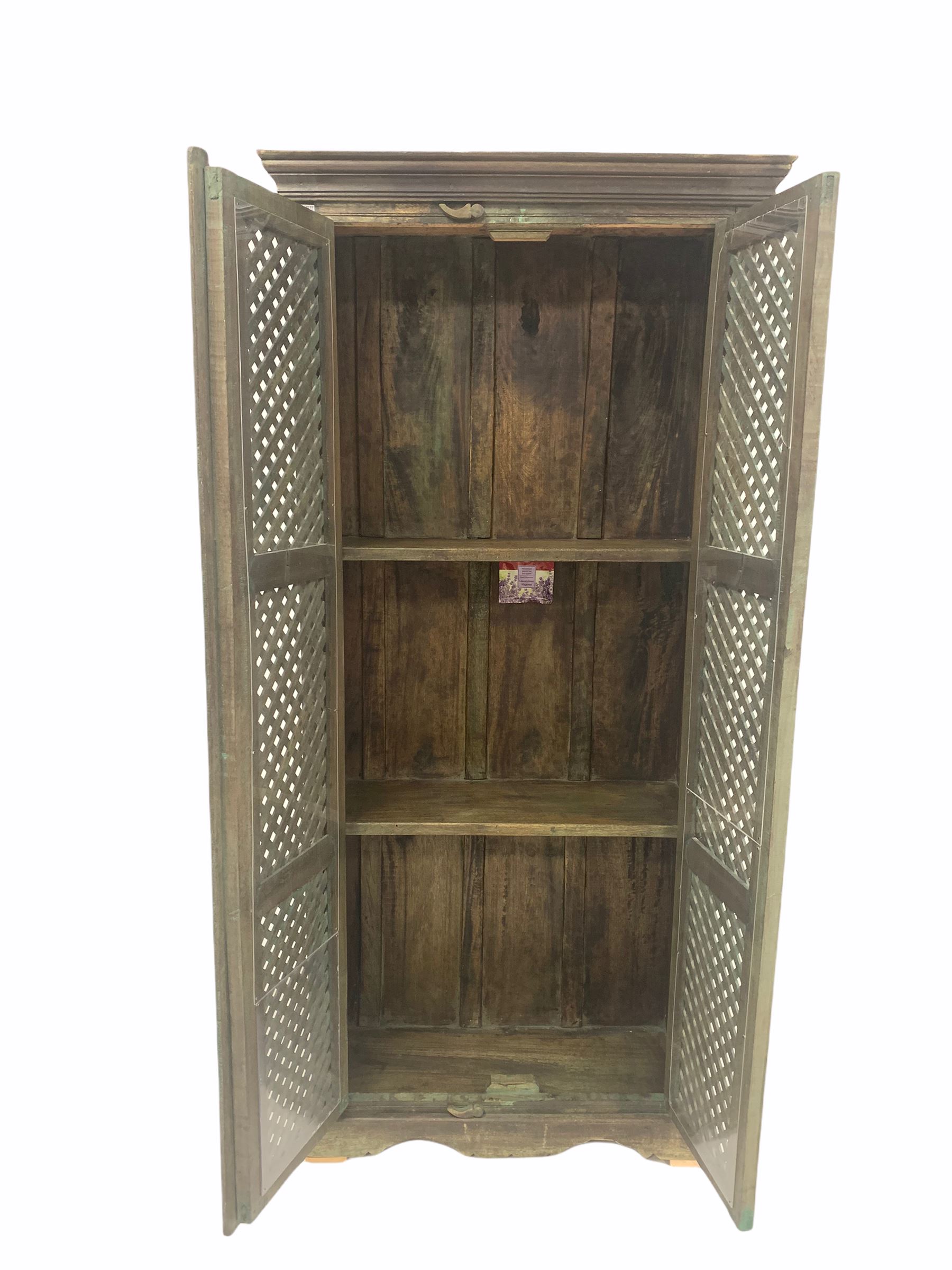 Indian painted hardwood cupboard - Image 2 of 4