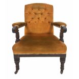 Late Victorian mahogany open armchair