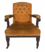 Late Victorian mahogany open armchair