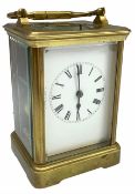 Early 20th century twin train Corniche cased striking carriage clock with repeat