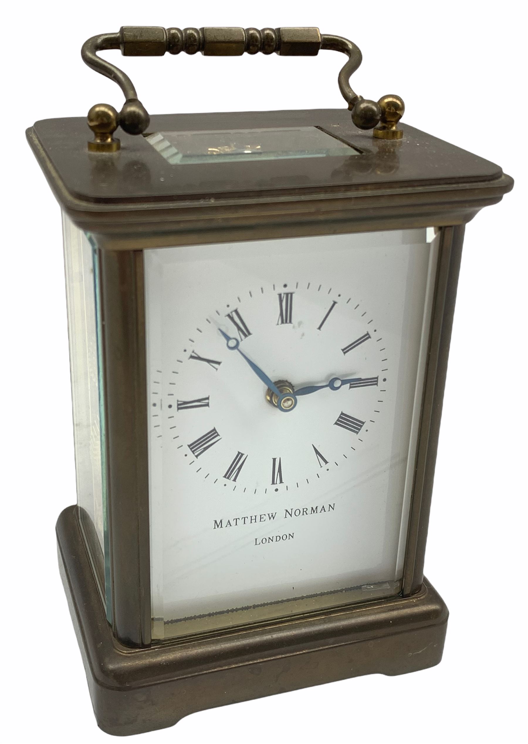 20th century Matthew Norman eight-day timepiece Carriage Clock with a lever platform escapement