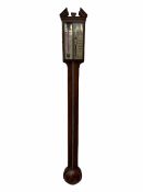 George III mahogany stick barometer and thermometer