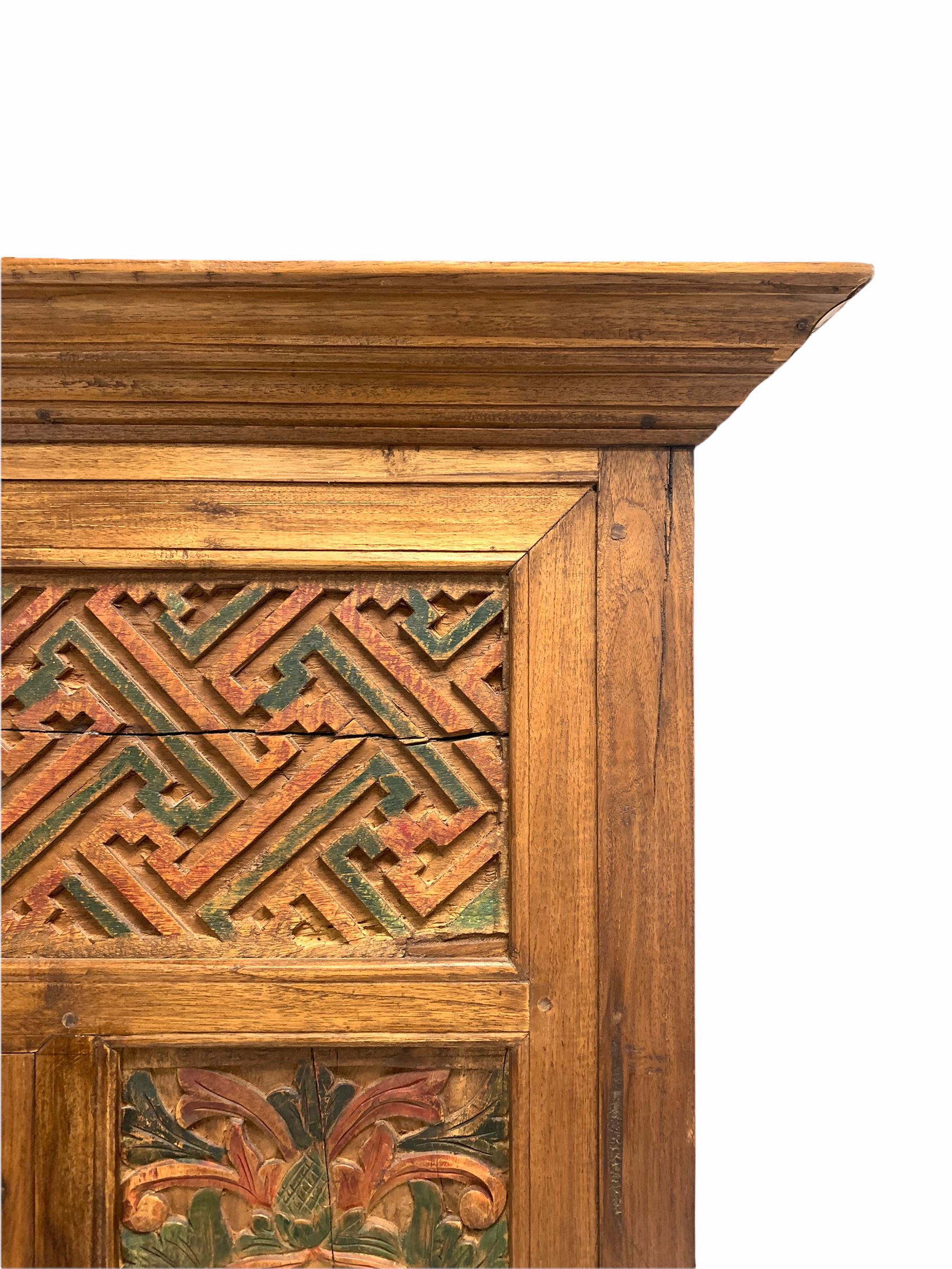 Indian painted hardwood hutch cupboard - Image 3 of 4