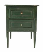 Small green painted bedside chest