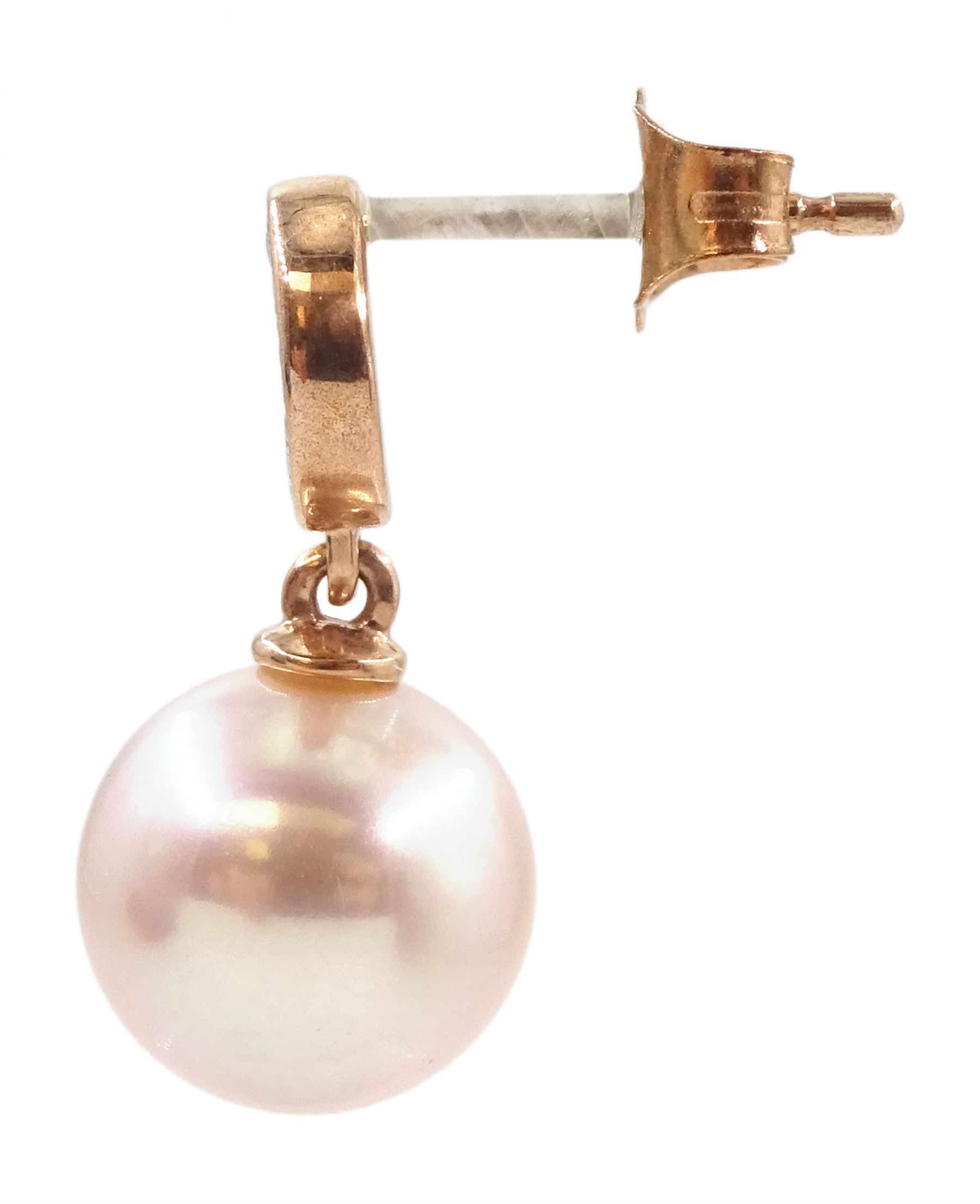 Pair of gold pearl and diamond pendant earrings - Image 2 of 2