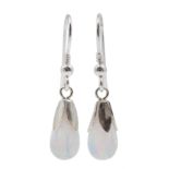 Pair of silver opal pendant earrings