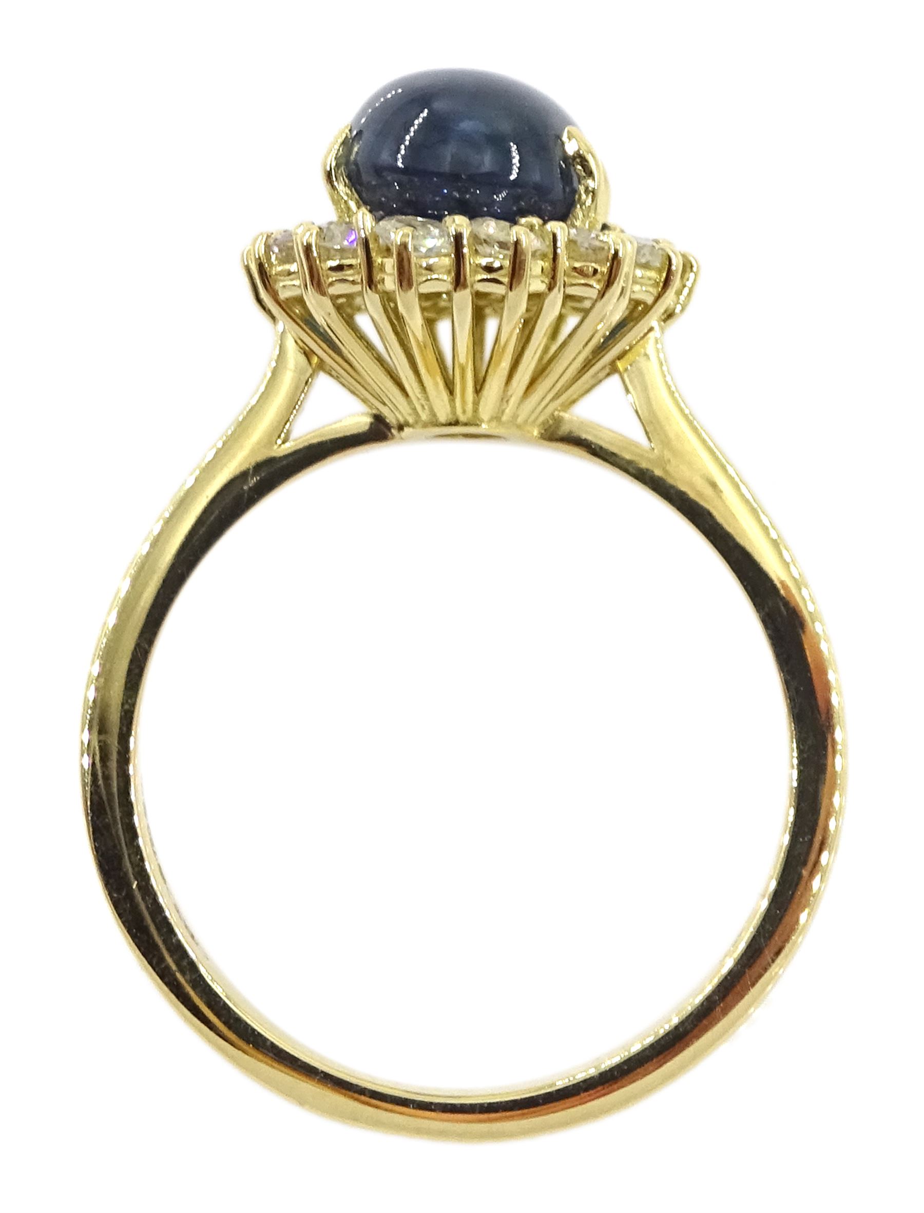 18ct gold cabochon sapphire and diamond cluster ring - Image 4 of 4