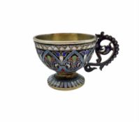 Late 19th century Russian silver-gilt and Cloisonne cup by Ivan Kuzmich Yashin