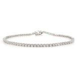 White gold round brilliant cut diamond line bracelet